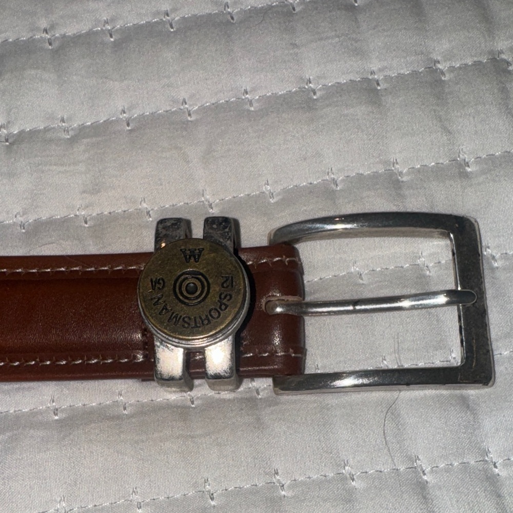 Brown Leather Belt with Silver Buckle - Picture 5 of 6